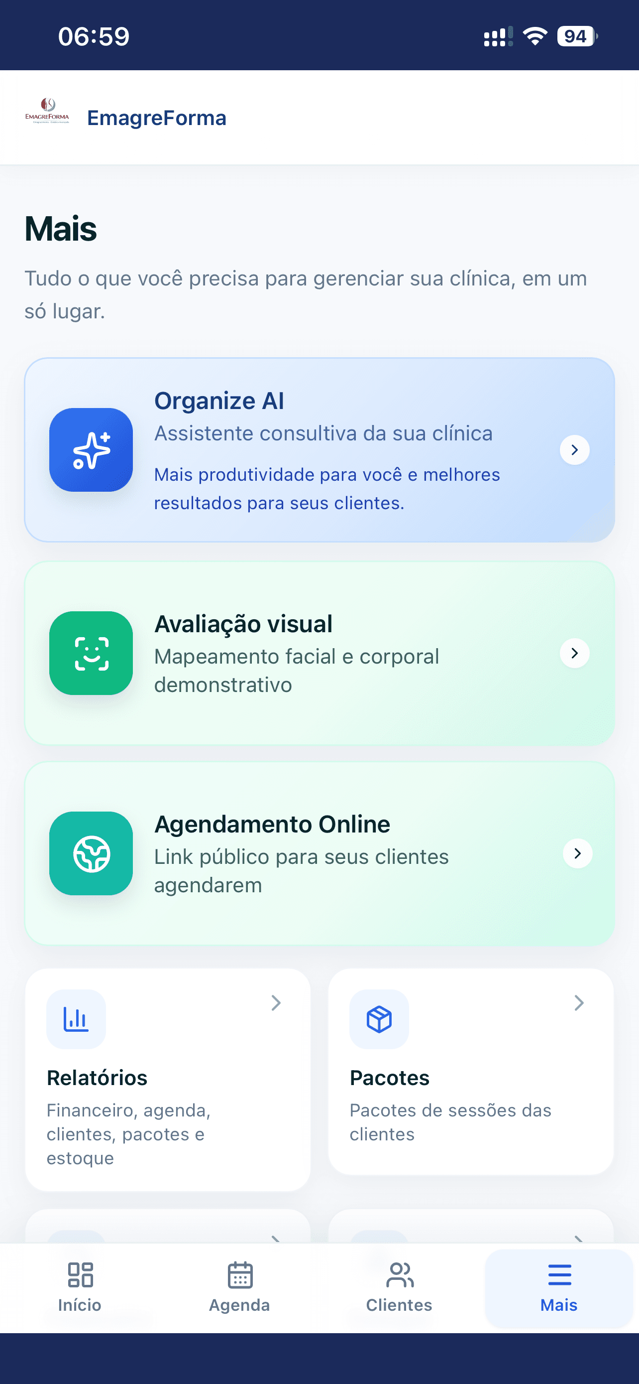 Tela atual de recursos premium do Organize+, incluindo Organize AI e avaliação visual